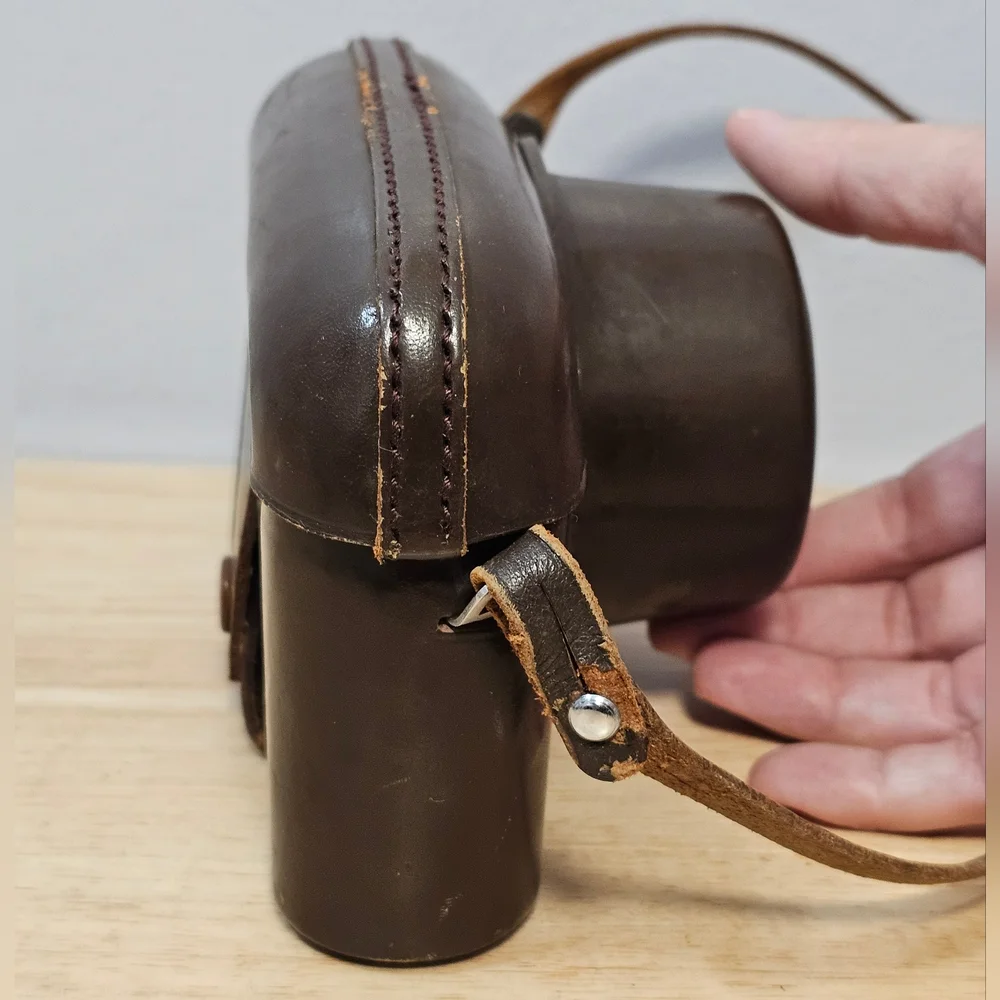 Vintage 1950's Canon VT De Luxe Z Rangefinder Brown Leather Camera Case W/ Strap